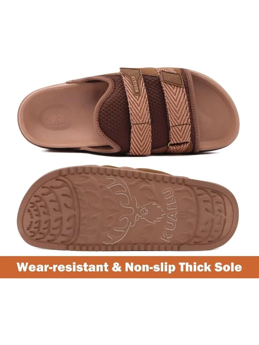 Men Dark Brown Orthotic Arch Support Fabric Ultra Soft Comfort Fit Slipper Shoes